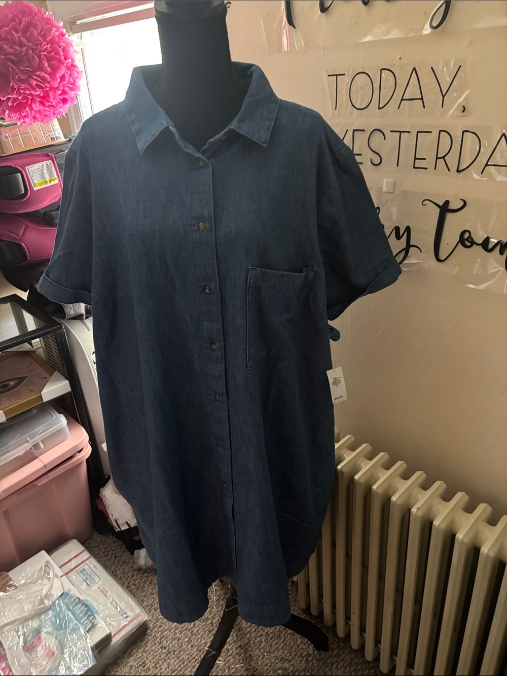Old Navy Dark Blue Denim Shirt Dress